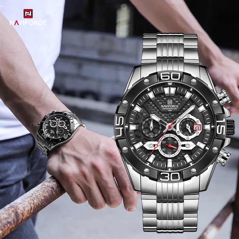 Nuovo stile NAVIFORCE orologio da uomo di lusso originale classico orologio al quarzo cronografo sportivo orologio da polso maschile impermeabile spedizione gratuita