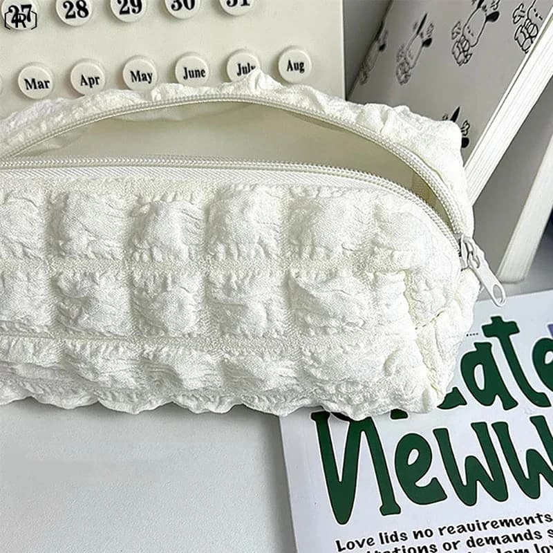 〔R〕1PC Borsa per cosmetici, astuccio per matite in tinta unita, borsa creativa a forma di cuscino, borsa di grande capacità per ragazze, scatola per articoli di cancelleria per la scuola