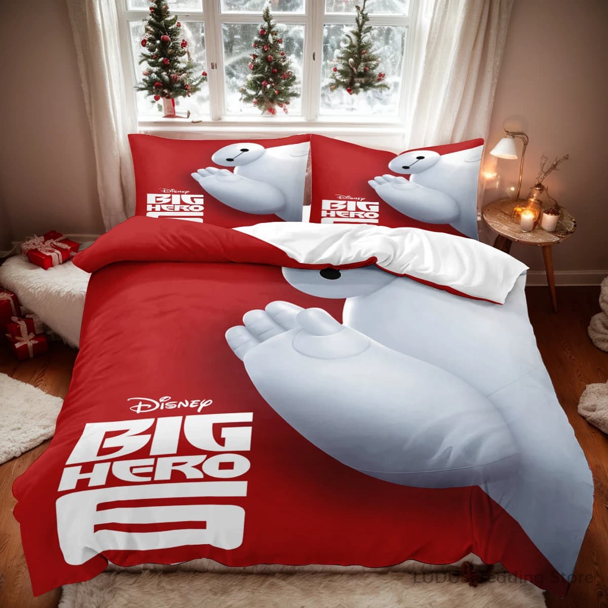 Big Hero 6 Bedding Set Baymax Hiro Kawaii Duvet Cover with Pillowcases Cute Robot Quilt Cover for Boys Bedroom Decor