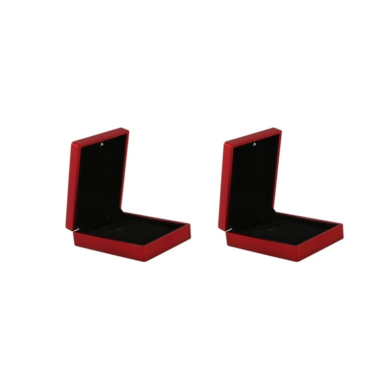 2X Scatola per collana illuminata a LED in gomma + custodia per ciondolo in peluche per esposizione di gioielli, regalo di nozze, San Valentino (Rosso)