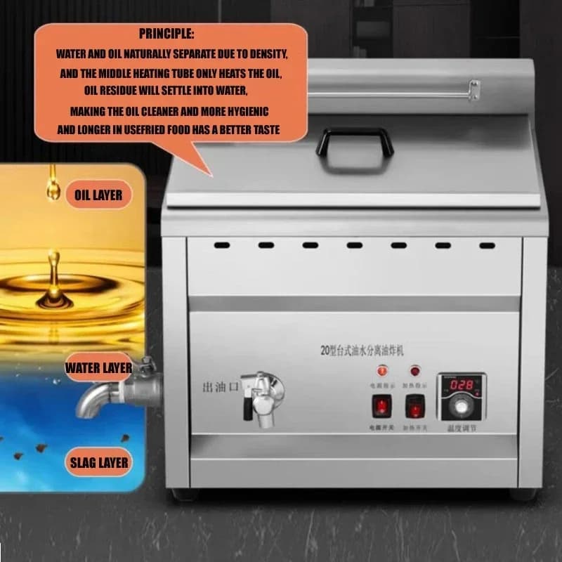 For Frying Pan Machine With Oil-Water Separation Chicken Cutlet Fried Chicken Donut And Frying Machine With 2 Frying Basket