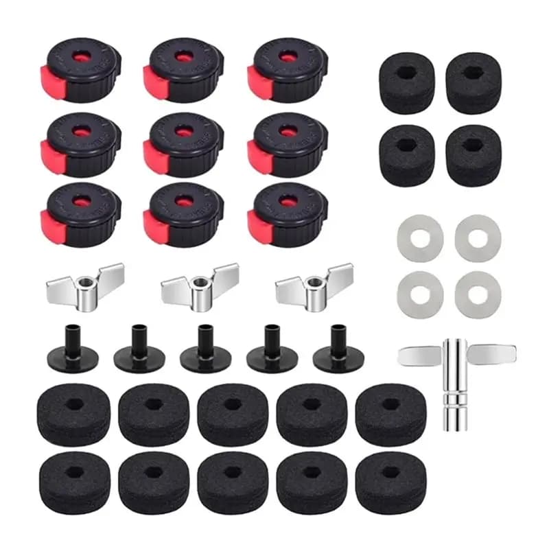【Price Drop !!】Clutch Felts& Drum Cymbal Felt Pads 36 PCS Cymbal Replacement Accessories Including Wing Nuts, Washers& Plastic C