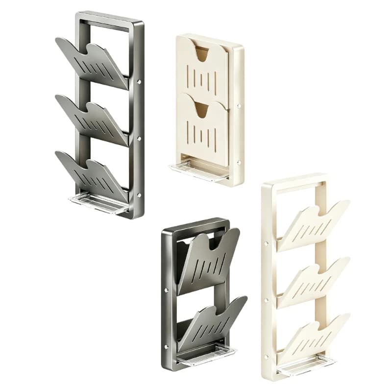 Practice Kitchen Lid Rack Wall Mounted Carbon Steel Double Slot planner For Pot Lid And Cutting Board Storage