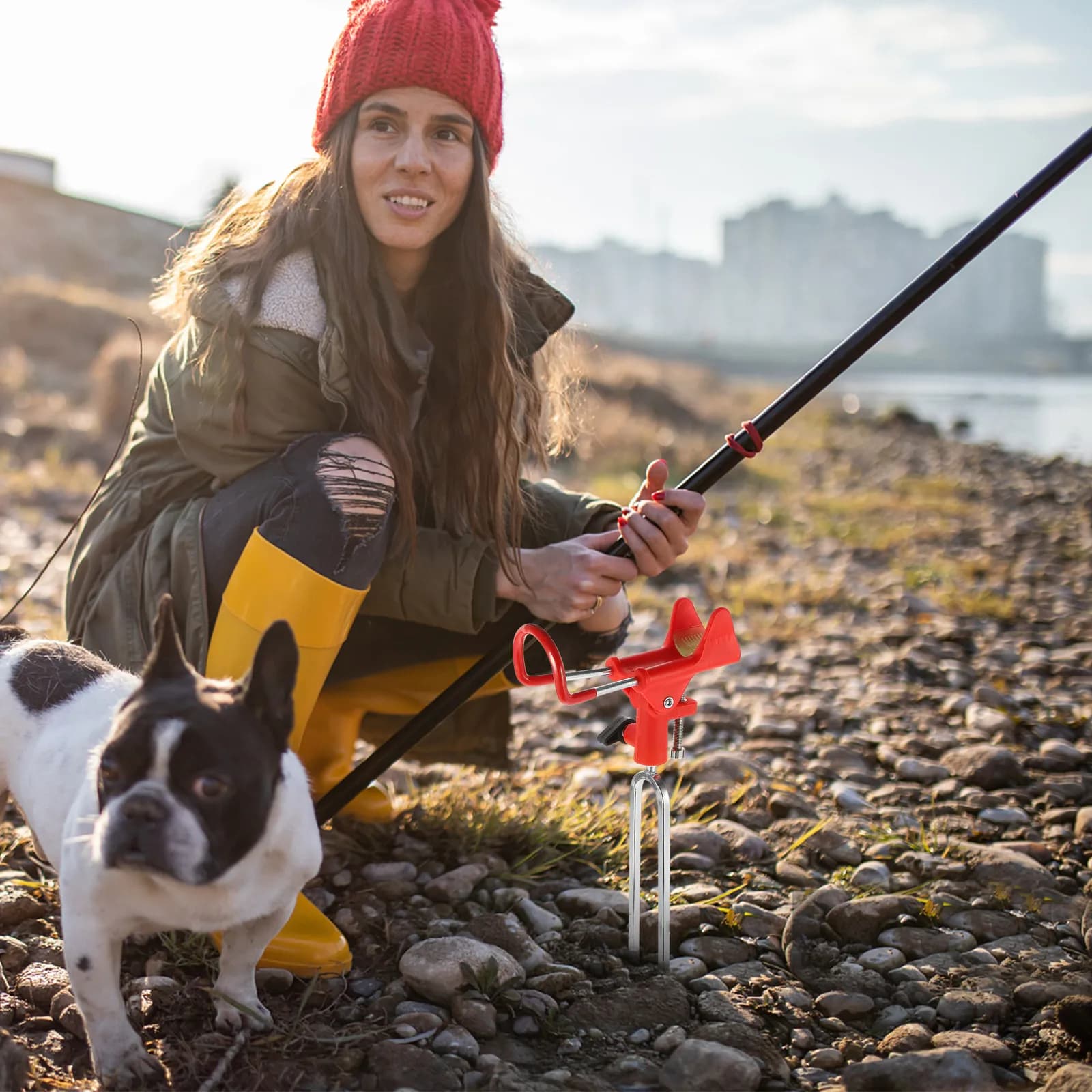 2 Pezzi Supporto per Canna da Pesca in Acciaio Inossidabile, Regolabile a 360 Gradi, Antiscivolo, con Inserto a Terra, Accessori per la Pesca da Riva
