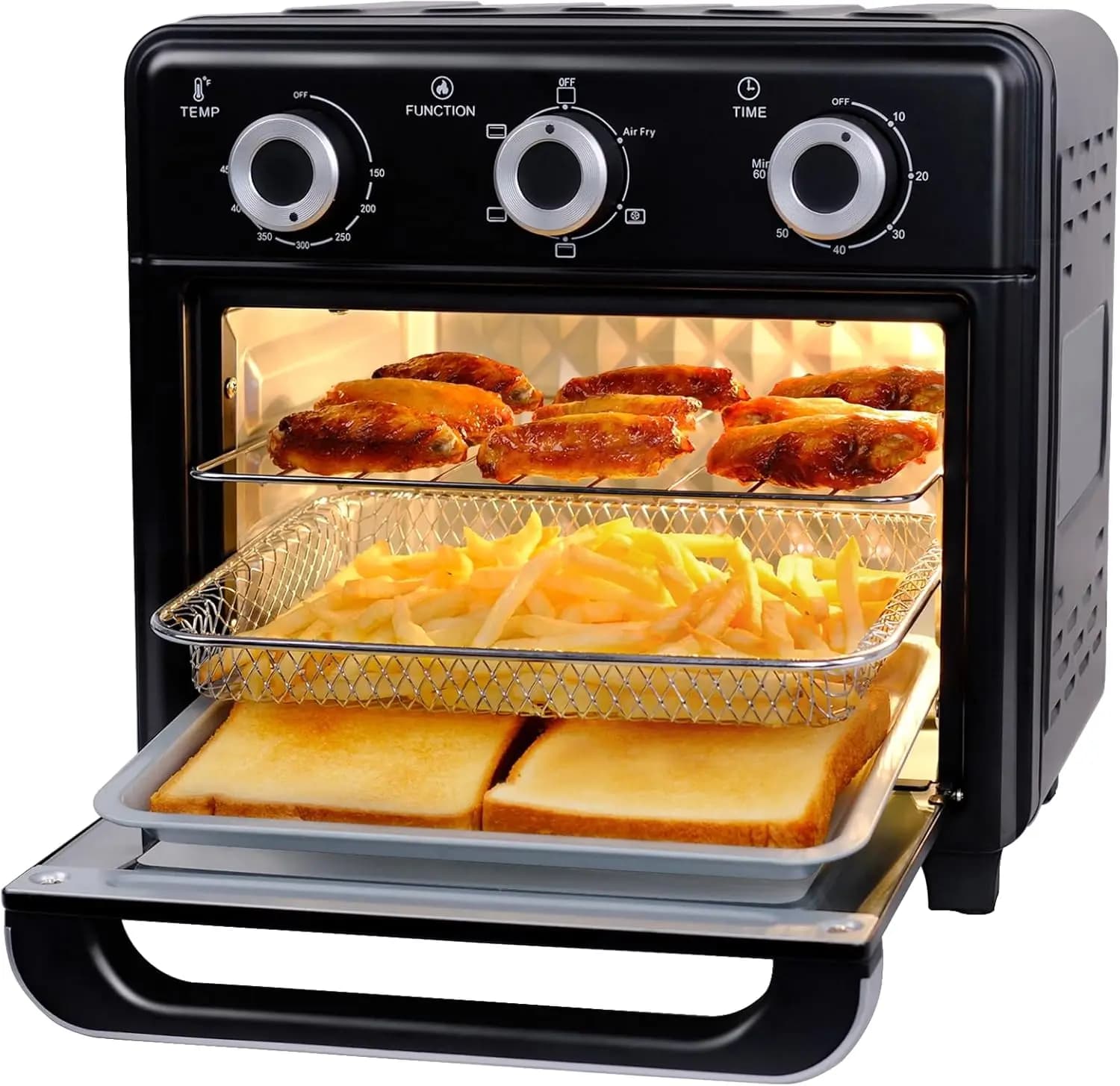 Forno Tostapane e Friggitrice ad Aria 10QT, Friggitrice ad Aria a 3 Livelli con Finestra Visibile, Friggitrice ad Aria da Banco con 5 Funzioni in 1
