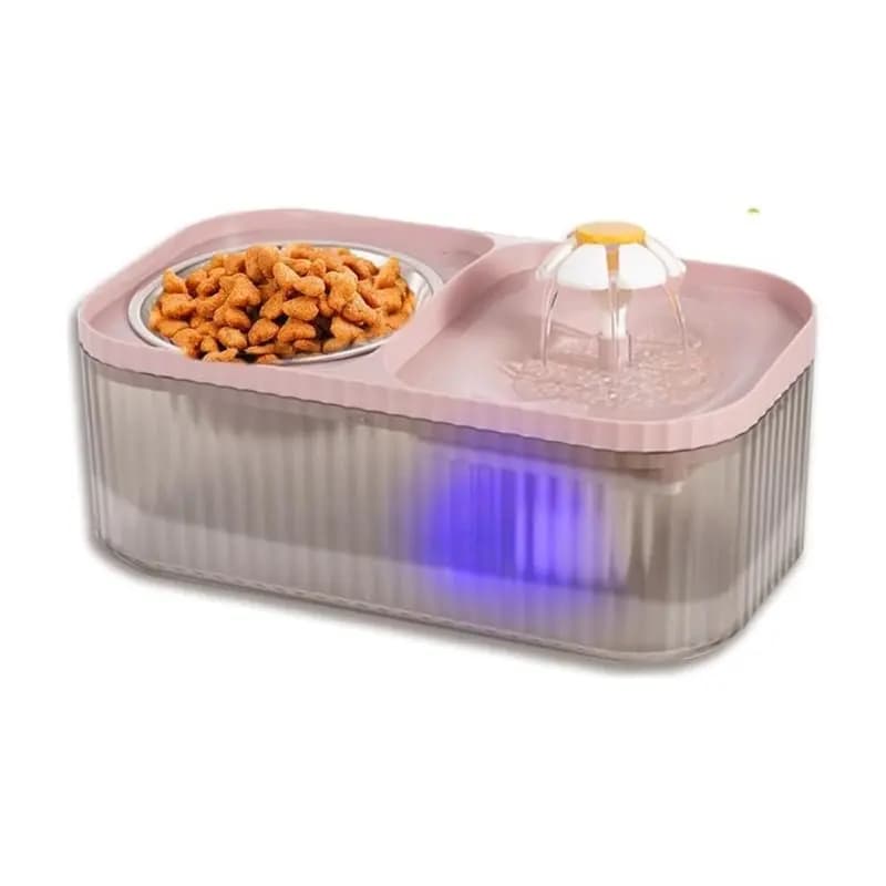 A74E-Pet Water Fountain And 2-In-1 Cat Water Dispenser Stainless Steel Food Bowl, Silent Automatic Pet Water Dispenser