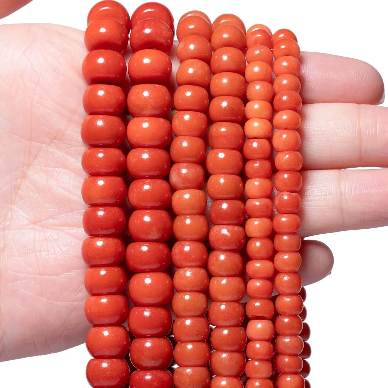 Red stone flat round beads, loose spacer beads for jewelry creation, necklaces with DIY bracelets