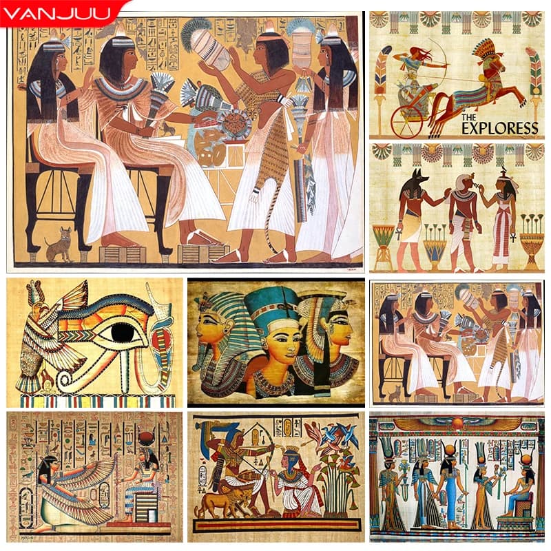Antico egitto murales 5D pittura diamante ritratto diamante mosaico diamante astratto ricamo pittura fai da te strass decorazioni per la casa