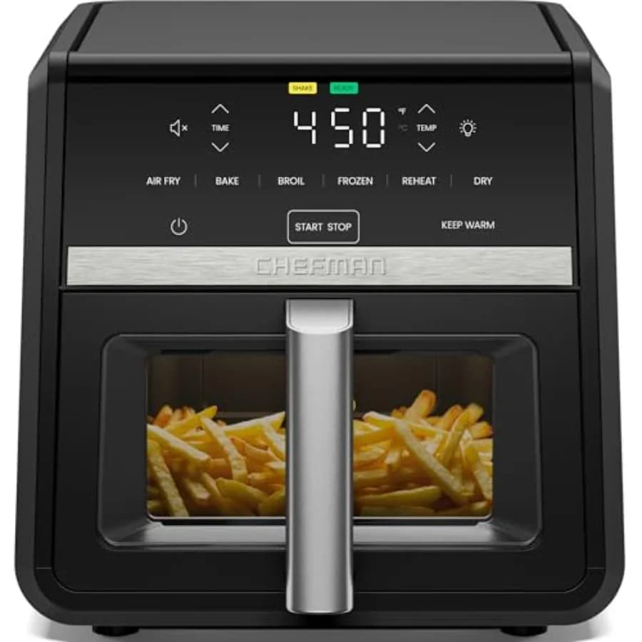 Friggitrice ad aria 9 Qt TurboFry 7-in-1 ad alta potenza 450 ° Cestello XL con Finestra di Visualizzazione per Risultati Croccanti e Uniformi nella Cottura con Friggitrice ad Aria