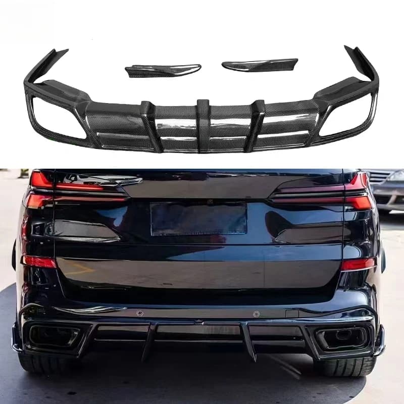 Carbon Fiber Rear Diffuser with Light AE Style Rear Lip for X5 G05 Upgrade Rear Bumper Lip Sp Conversion Body KIt