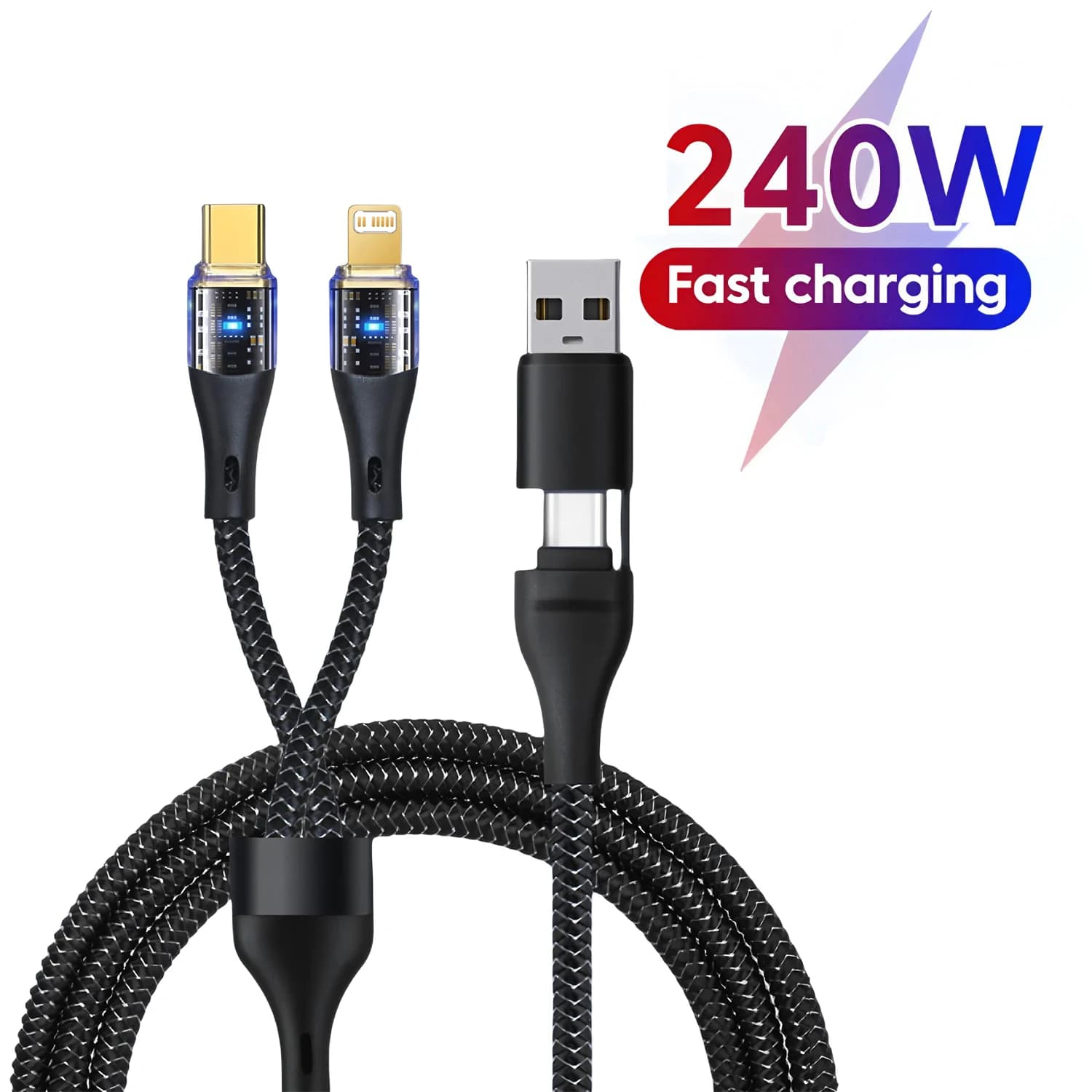 Cavo USB 2 in 2 da 100 W Tipo C Cavo di ricarica rapido Caricatore micro USB per Iphone Telefono Android Xiaomi Huawei OPPO