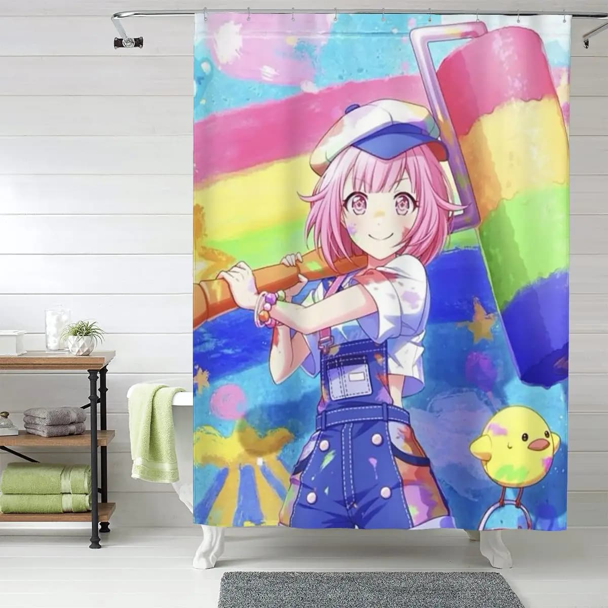 Tenda da doccia Emu Otori Wonderhoy Stamp, tende da bagno impermeabili in poliestere con ganci