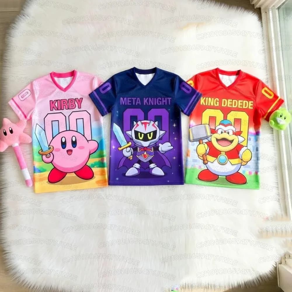 Maglietta Estiva per Adulti con Kirby, Jersey da Calcio alla Moda, T-shirt a Maniche Corte con Cartone Animato, Maglia Cosplay, Regalo per Fan
