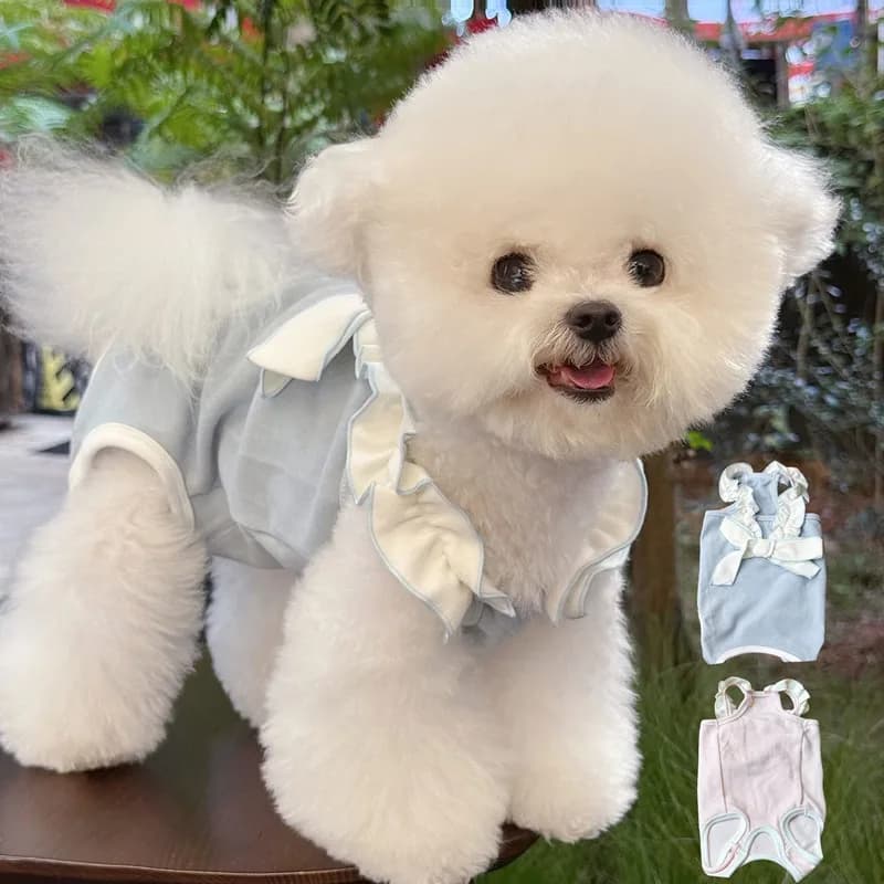 Teddy Abito neutro a quattro zampe Gilet autunnale per animali domestici Protezione della pancia per cuccioli Indumenti da notte Vestiti per cani in tinta unita