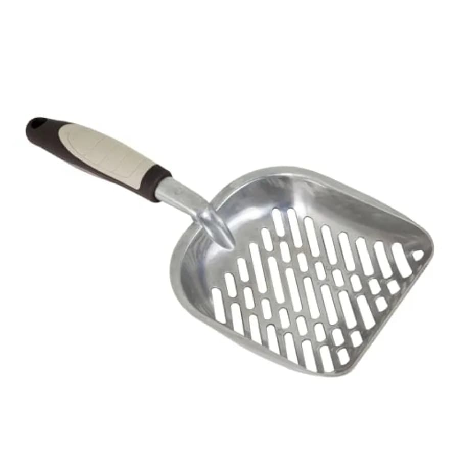 Paletta per lettiera Cat/Kitty in metallo Pala profonda Paletta grande n-Stick premium con manico antiscivolo e design curvo per una massima copertura