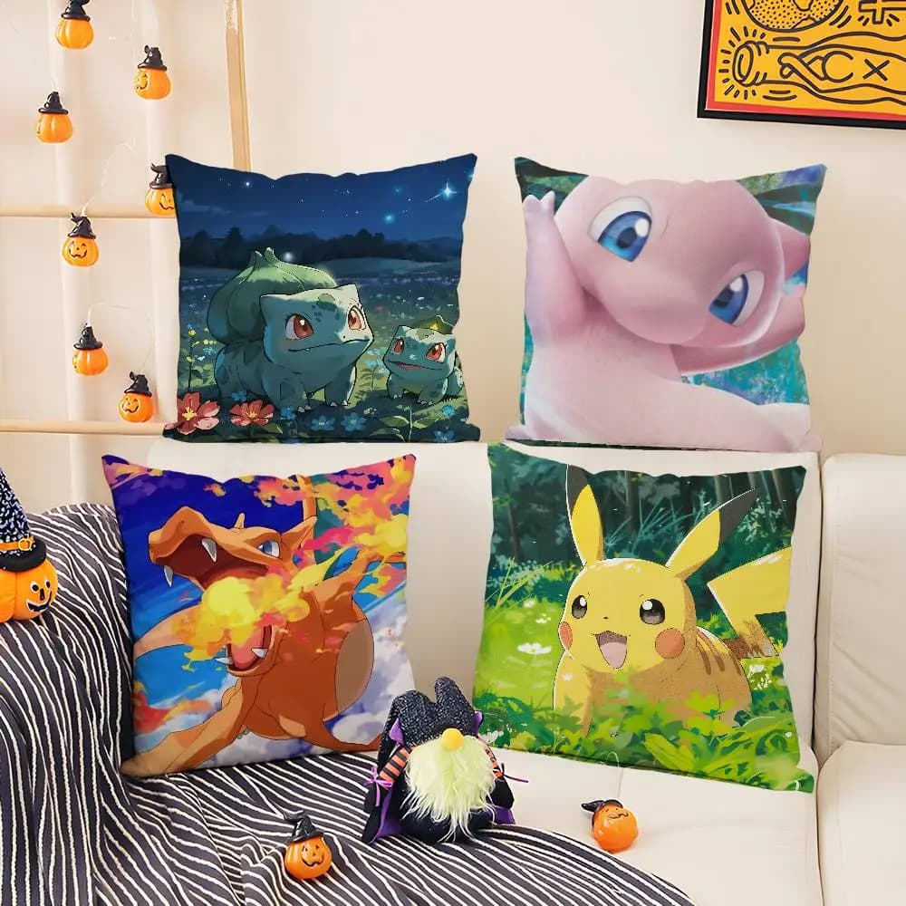 Pokemon Charmander Anime Plush Pillow Cover Soft Short Plush Cushion Cover For Sofa Bedroom Living Room Home Decor Gift