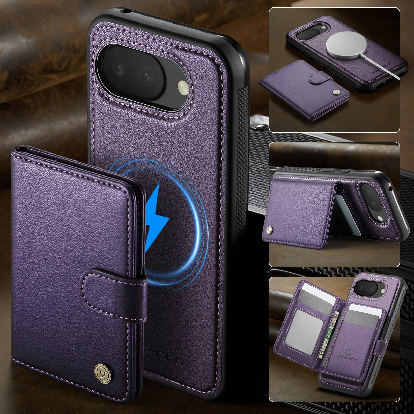 Wallet case 2-in-1 Stackable with Magnetic cards for Cards, Comfortable Handle and Stand Function for Google Pixel 10 Pro XL 9A 9 8A 7A