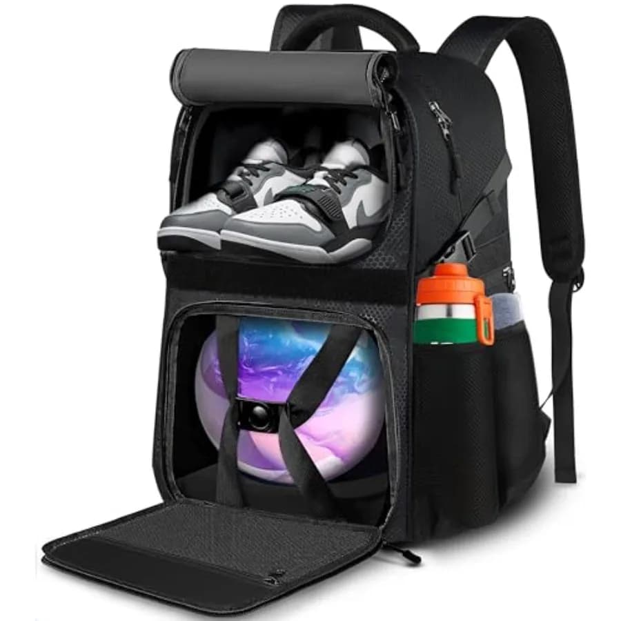 Bowling Ball Bag, Single Bowling Backpack with Shoe Totes Bag Up to Size 16, Padded Ball Holder Bag, Accessories Gifts for Love