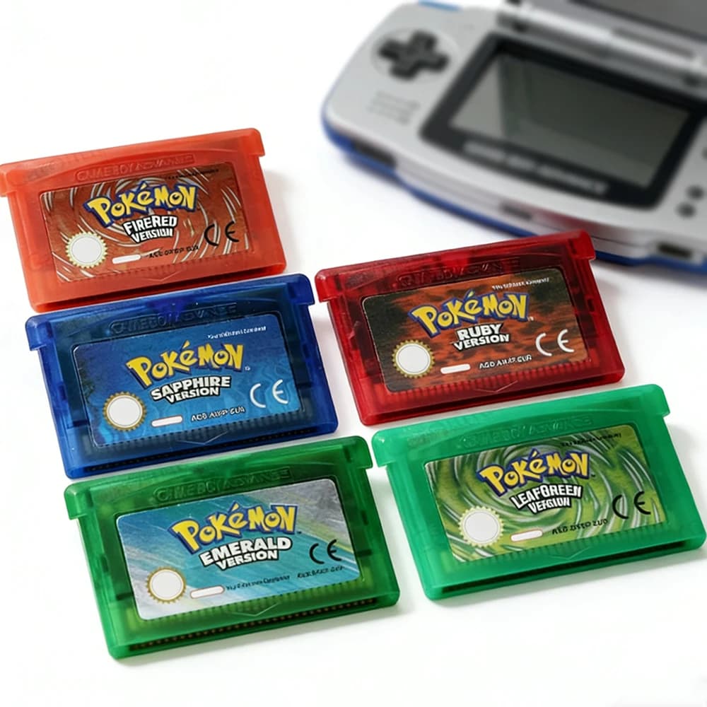 Cartuccia di Gioco GBA 32Bit per Console Video, Pokemon Emerald FireRed LeafGreen Ruby Sapphire con Etichetta Lucida per GBA NDS in Inglese