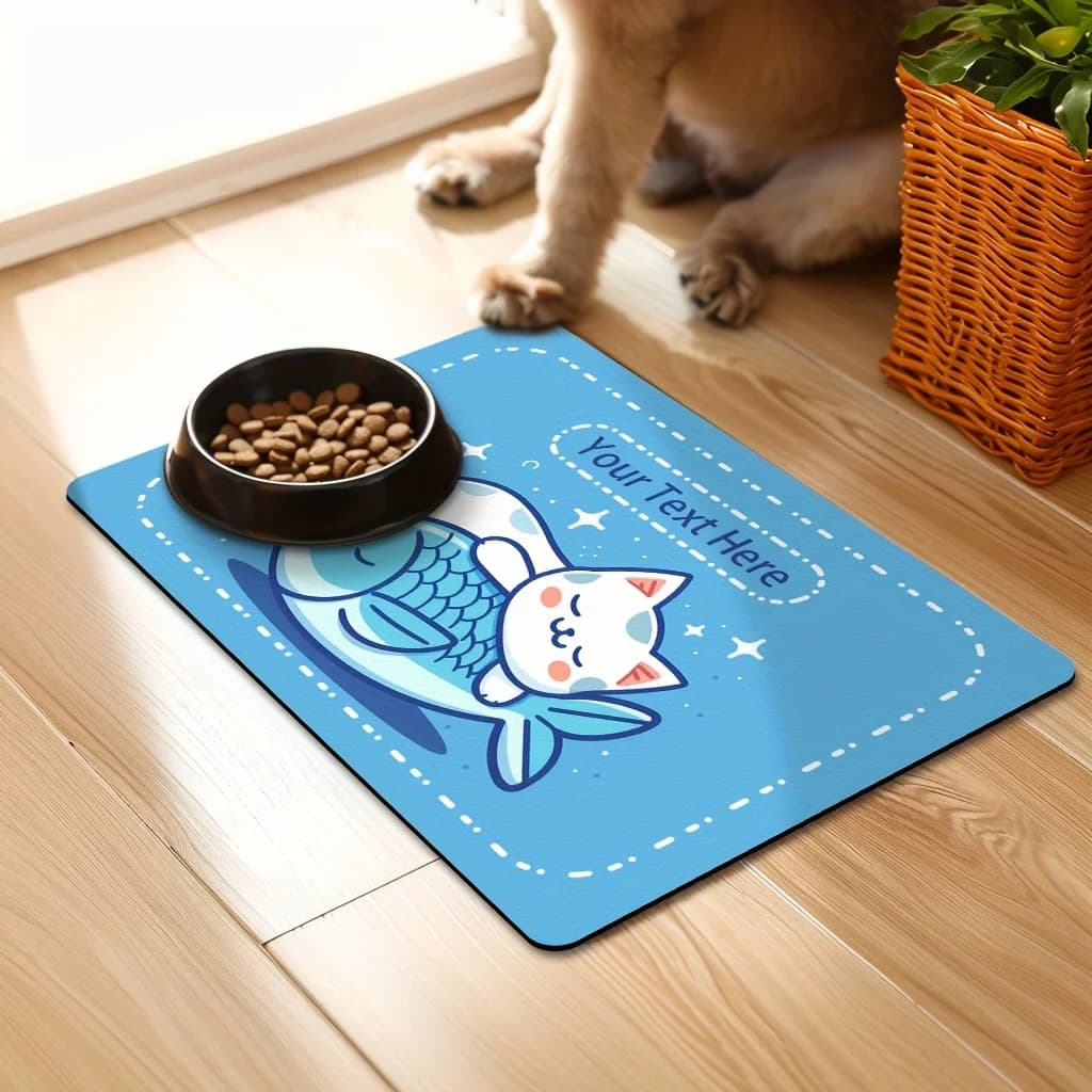 Tappetino Personalizzato per Alimentazione Animali Domestici, Tovaglietta Personalizzata con Nome dell'Animale, Tappetino Assorbente per Ciotole di Cibo e Acqua