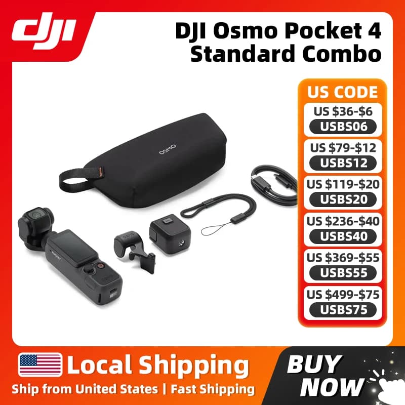 DJI Osmo Pocket 4 Standard Combo Nuova Fotocamera Gimbal Tascabile con Sensore CMOS da 1″, Video 4K/240fps, Schermo OLED da 2″, Memoria Integrata da 107GB