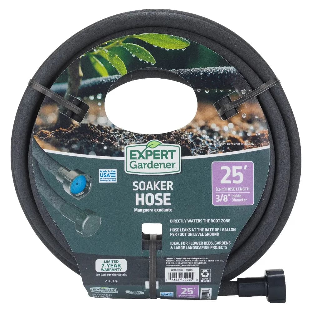 Heavy Duty Flat Soaker Hose 3/8 Inch 25 Feet for Garden Watering Efficient Deep Root Irrigation Drip Hose for Flower Beds Vegetable Gardens Lawns and Shrubs Flexible Durable Leak Proof Outdoor Water Hose Save Water and