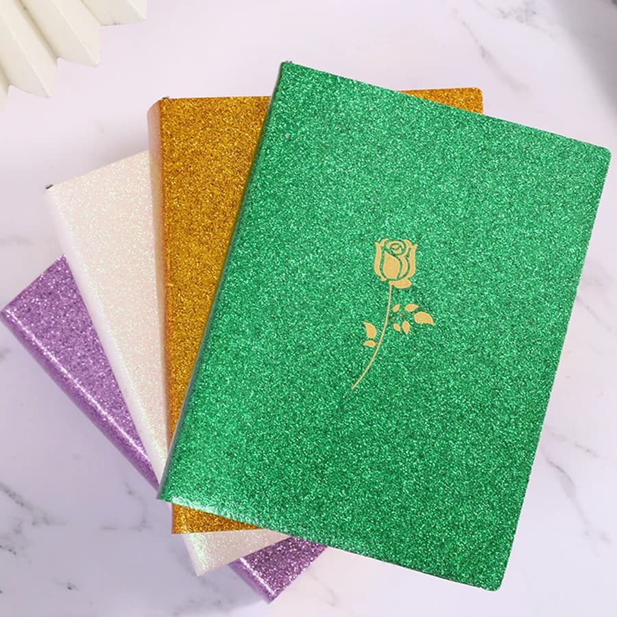 1 personalized soft cover sketchbook, gold brushed, extra thick blank pages, pocket sized notebook with bookmark