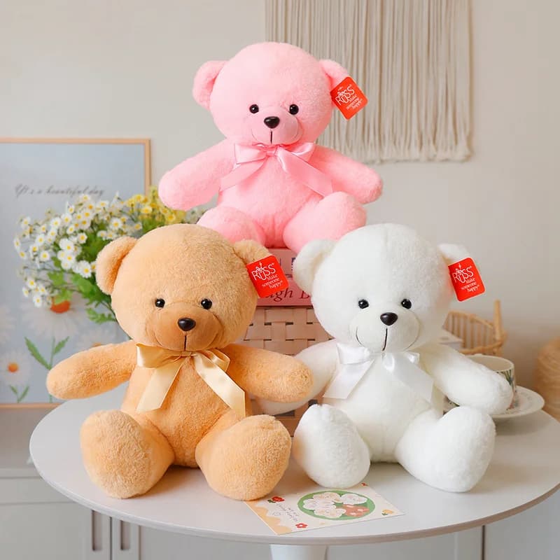 New 20-30cm Bowtie Bear Super Soft Dolls Animals Cartoon DollsStuffed Plush Toys Birthday Hallowmas Gifts for Baby Girls Gifts