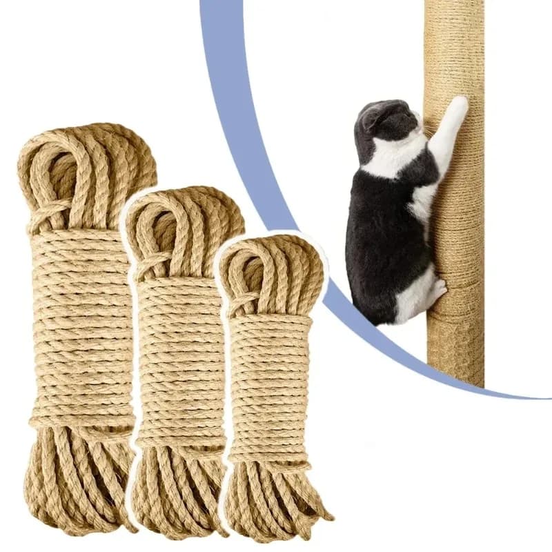 Corda Naturale in Sisal da 20/50M per Tiragraffi per Gatti, Giocattolo Fai-da-te per Tiragraffi da Albero, Protezione per Mobili e Artigli, Tiragraffi per Gatti