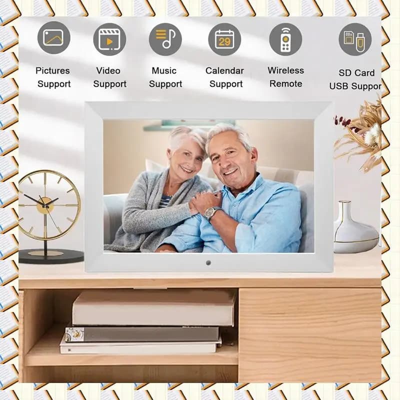 Cornice per foto digitale retroilluminata a LED A14M da 8 pollici con display HD IPS, risoluzione 1280X800, per visualizzare immagini, musica e film, UE P