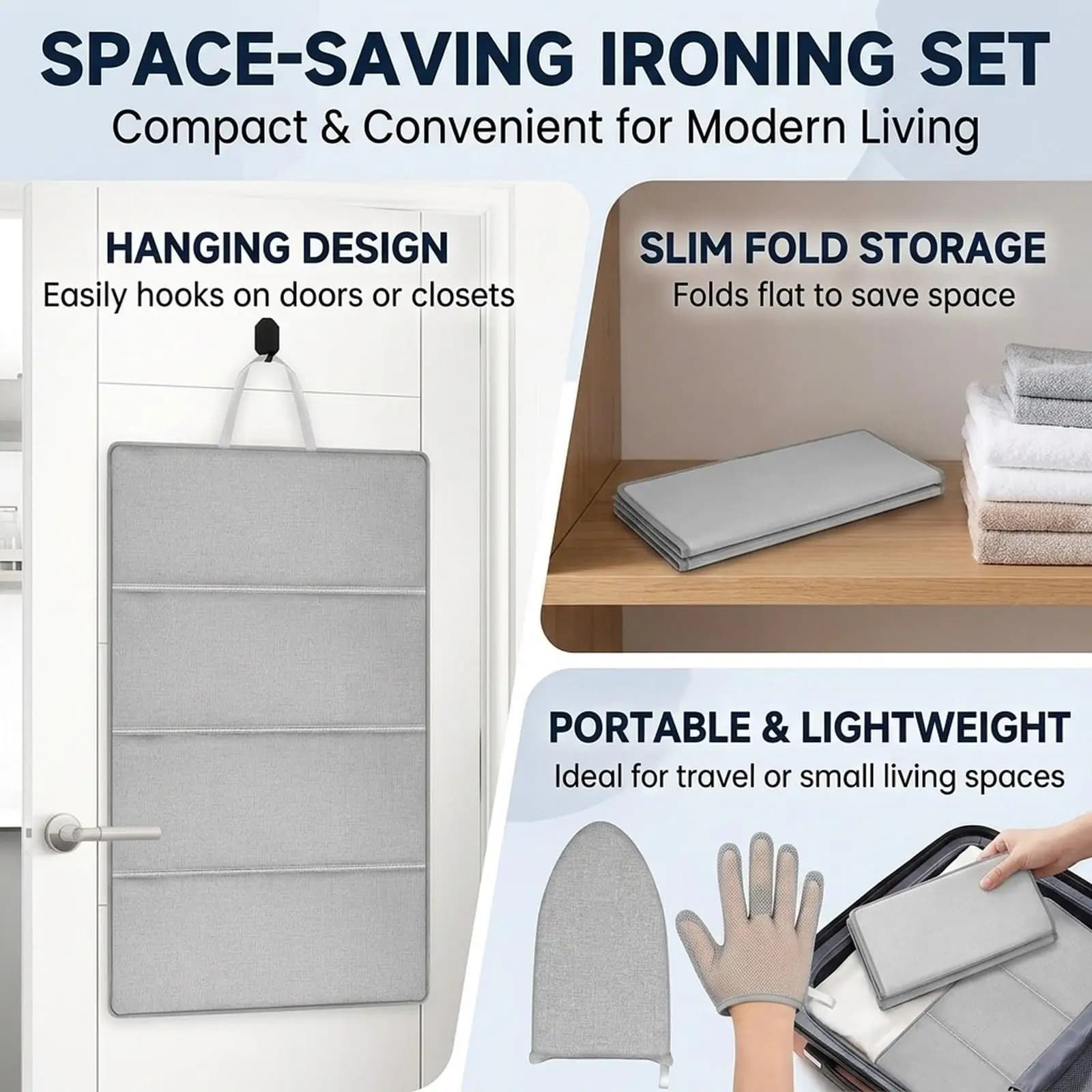 over The Door Steaming Station Ironing Mat Pad Steamer Board for Clothes Hanging Ironing Board for Sewing Room
