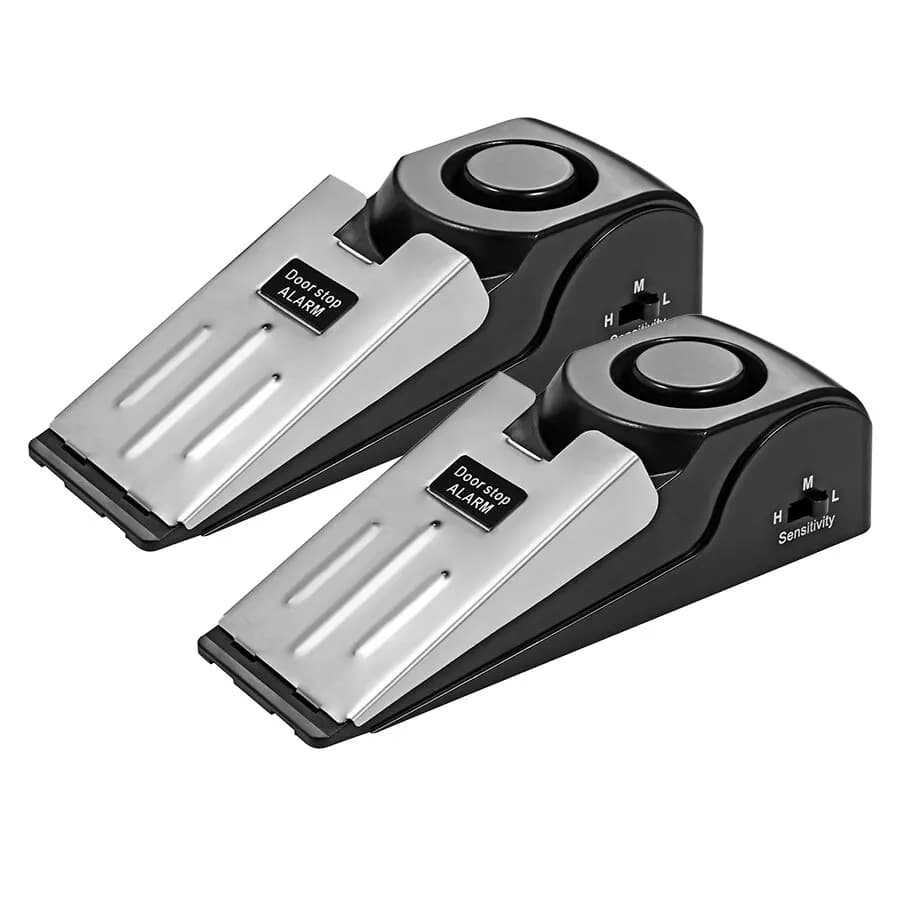 KERUI 2 Pack sistema di allarme di arresto della porta Wireless 120dB sistema di blocco della porta antifurto di sicurezza domestica ad alto volume allarme di tappi per porte portatili