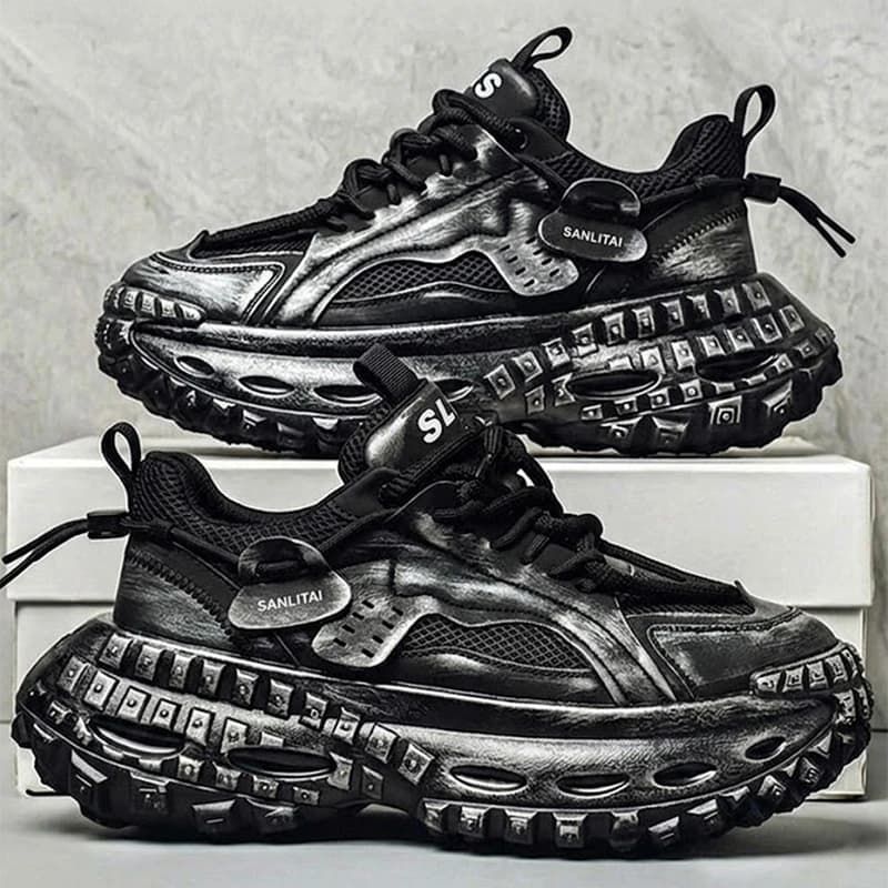 Big Size Men Mesh Chunky Dad Sneakers Super Thick Lug Sole Breathable Street Fashion Outdoor Walking Footwear Zapatillas Hombre