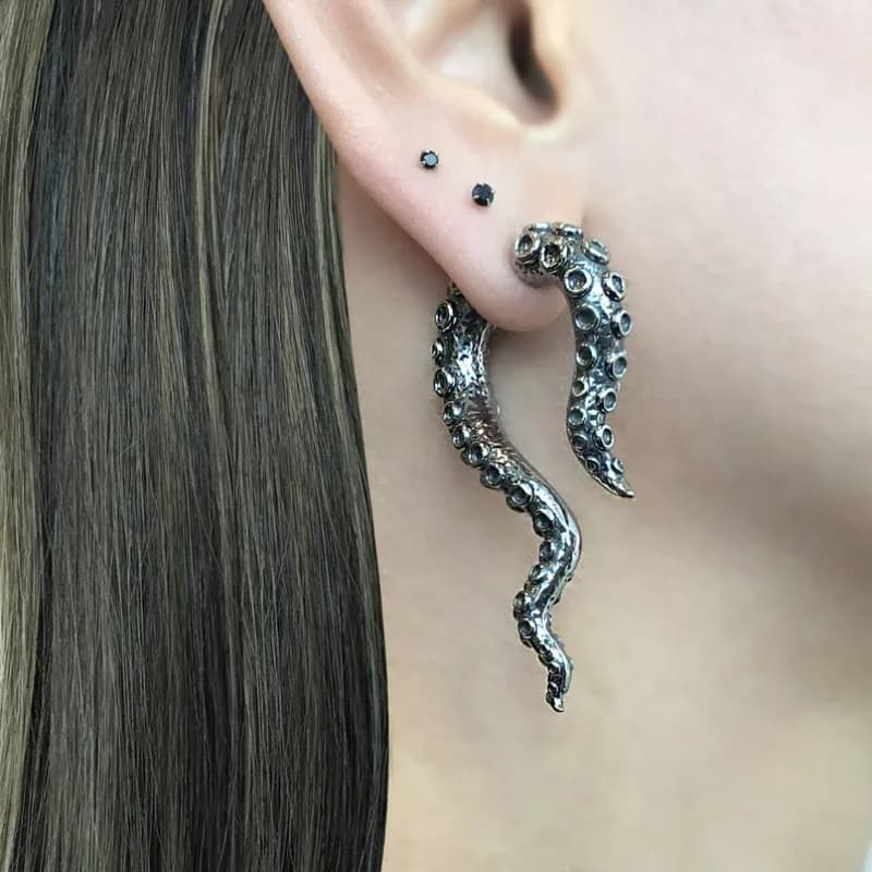 Octopus tentacle front back earring, Octopus earring Gothic earring Octopus tentacle earring ear front back earrings octopus