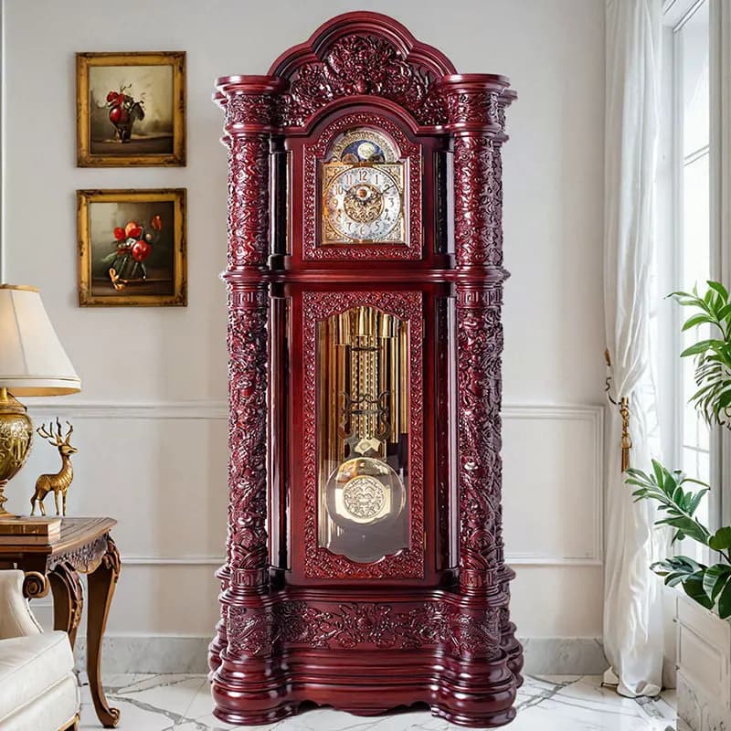 Helmler nine-tone movement villa large clock pendulum clock, red rosewood floor clock living room machinery