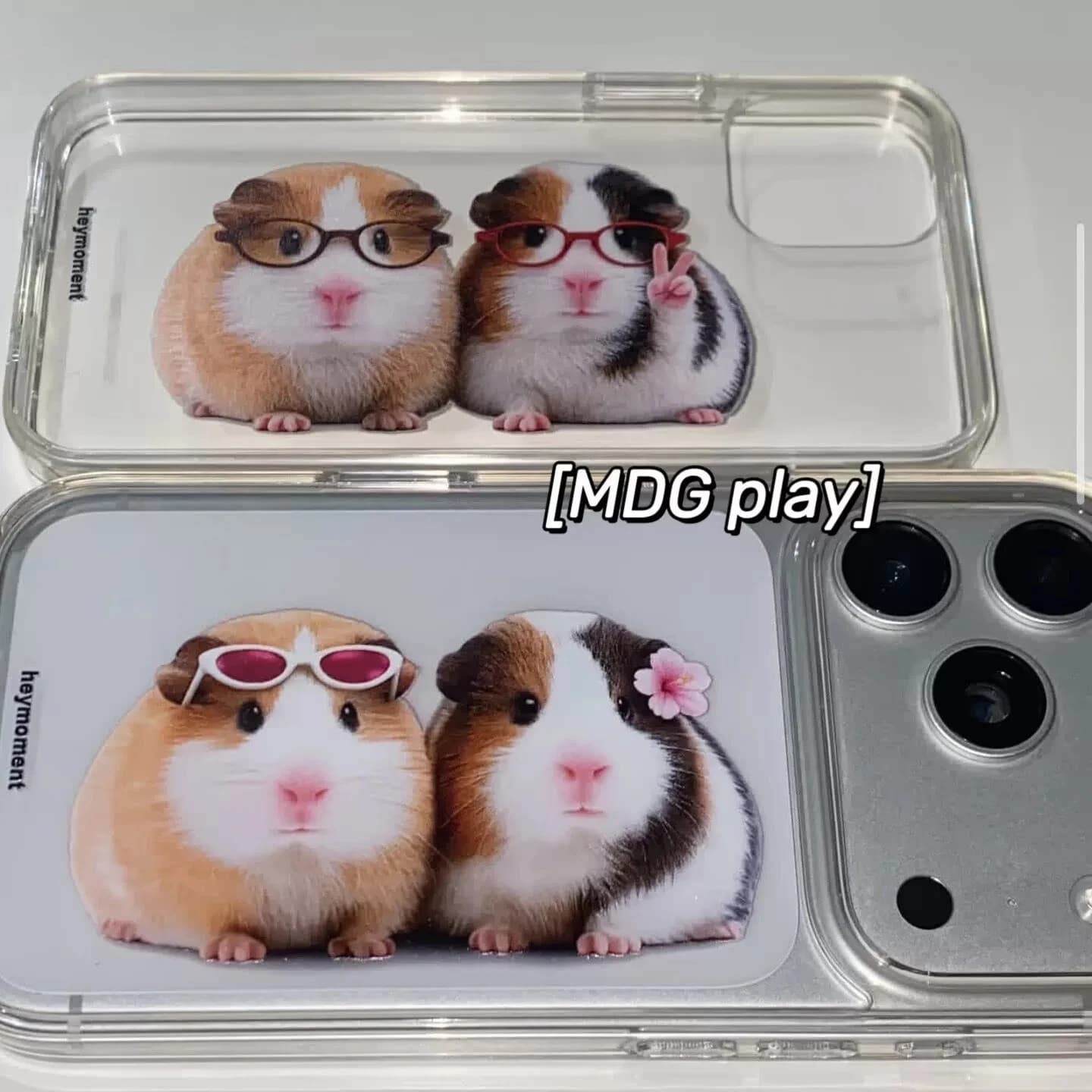 Cute Guinea Pig Flower Kawaii Transparent Phone Case For iPhone 17 16 15 14 13 12 11 Pro MAX MINI XR XS 7 8 Plus 17air 16e Cover