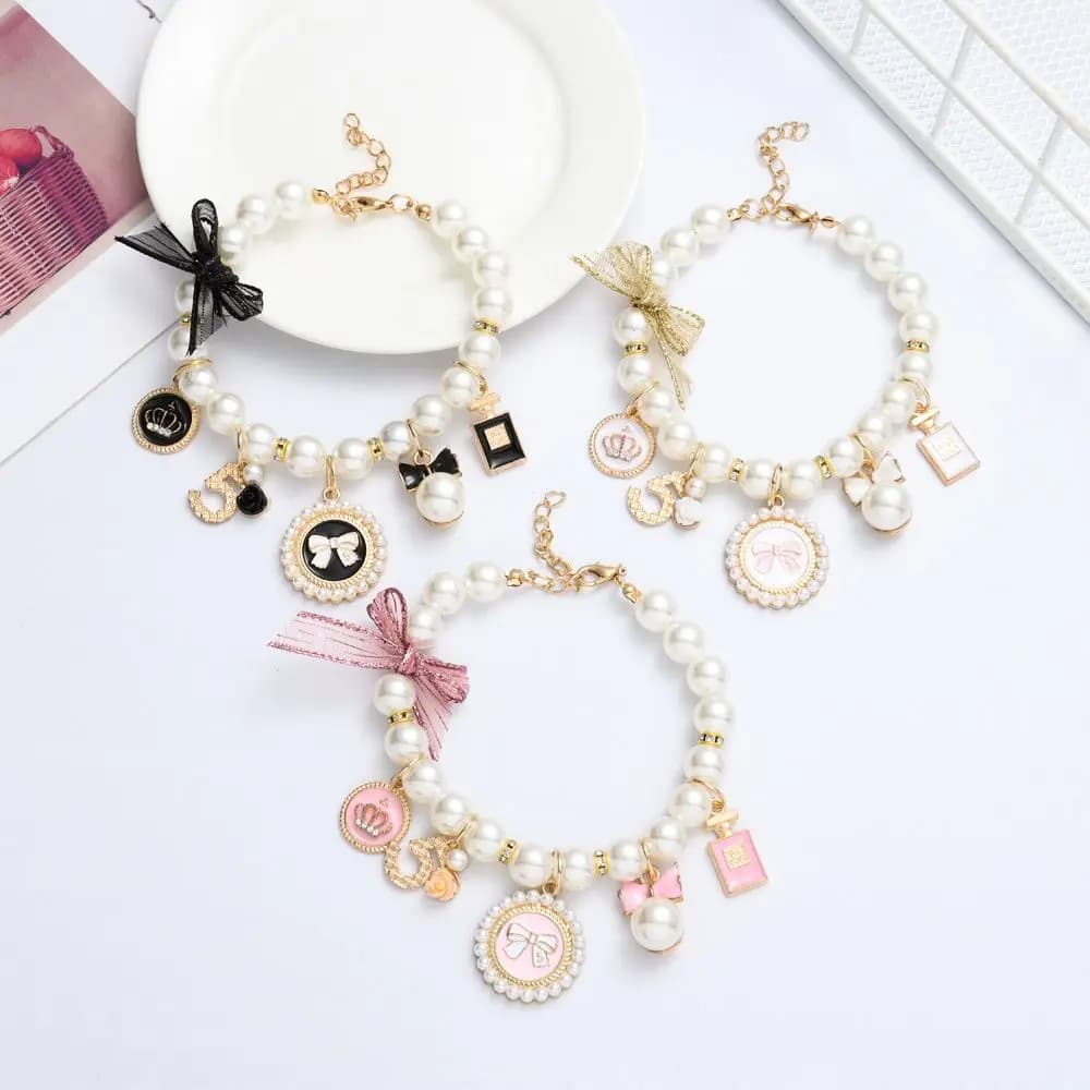 1 pz regolabile gatto Pet collare di perle cane gatto principessa fiocco collana gatto gioielli collare carino prodotti per animali accessori per cuccioli