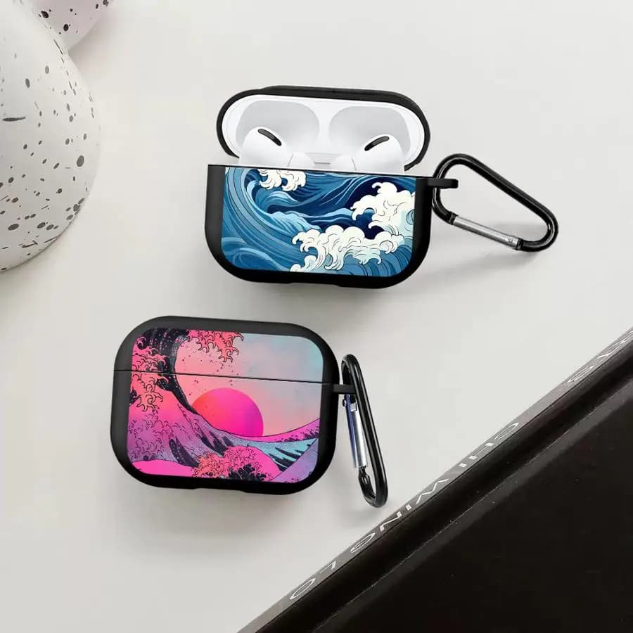 Airpods 1 2 4 Pro2 Pro Pro3 3 earphone case with animated wave pattern