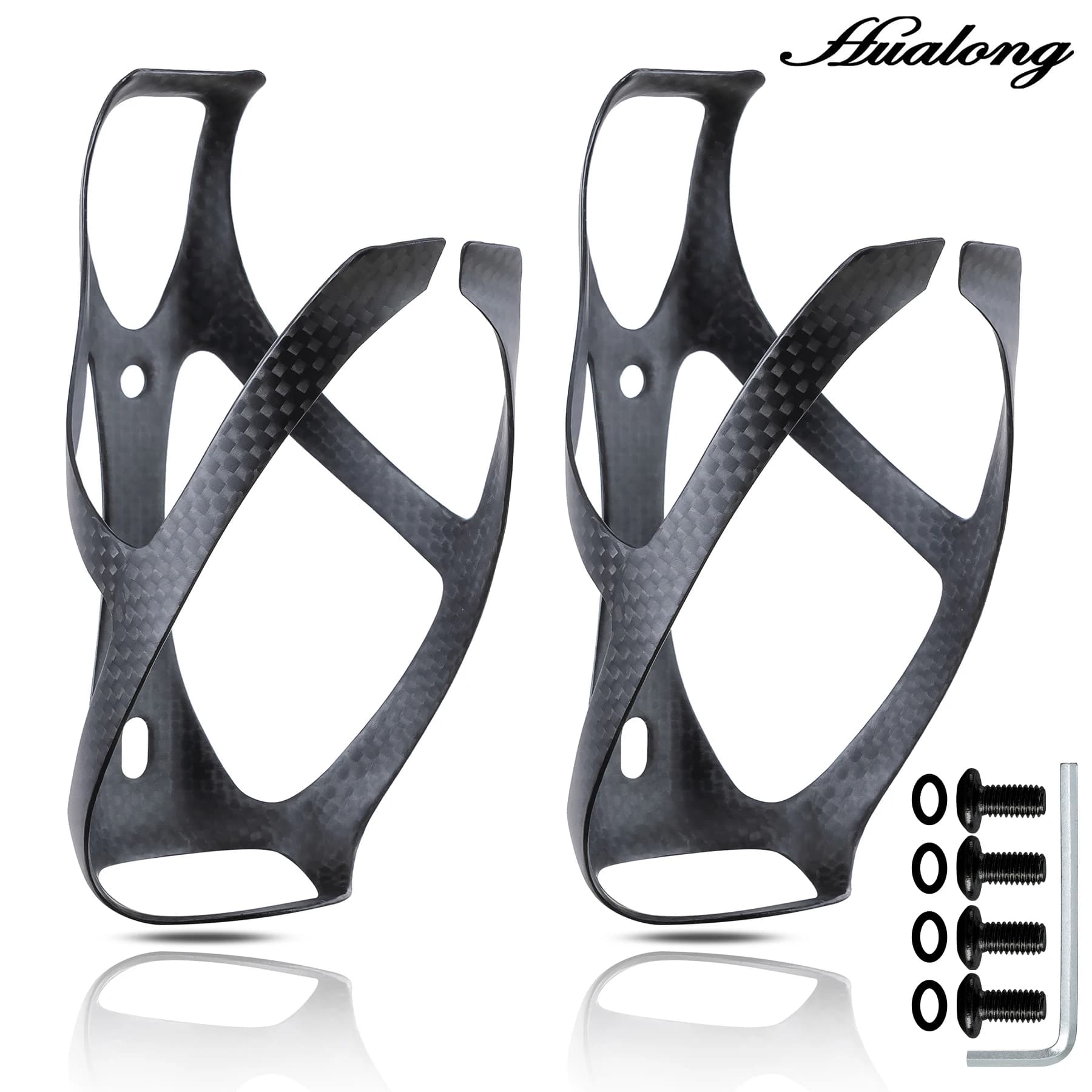 HUALONG No Logo 3K Portaborraccia per bicicletta in fibra di carbonio MTB Portaborraccia per bici da strada in ghiaia Gabbie Nero opaco, Peso (19