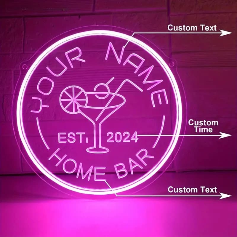 Insegna al neon da cocktail personalizzata Luci al neon intagliate circolari a LED Per bar, club, feste, regali di compleanno, luce decorativa per la stanza della casa