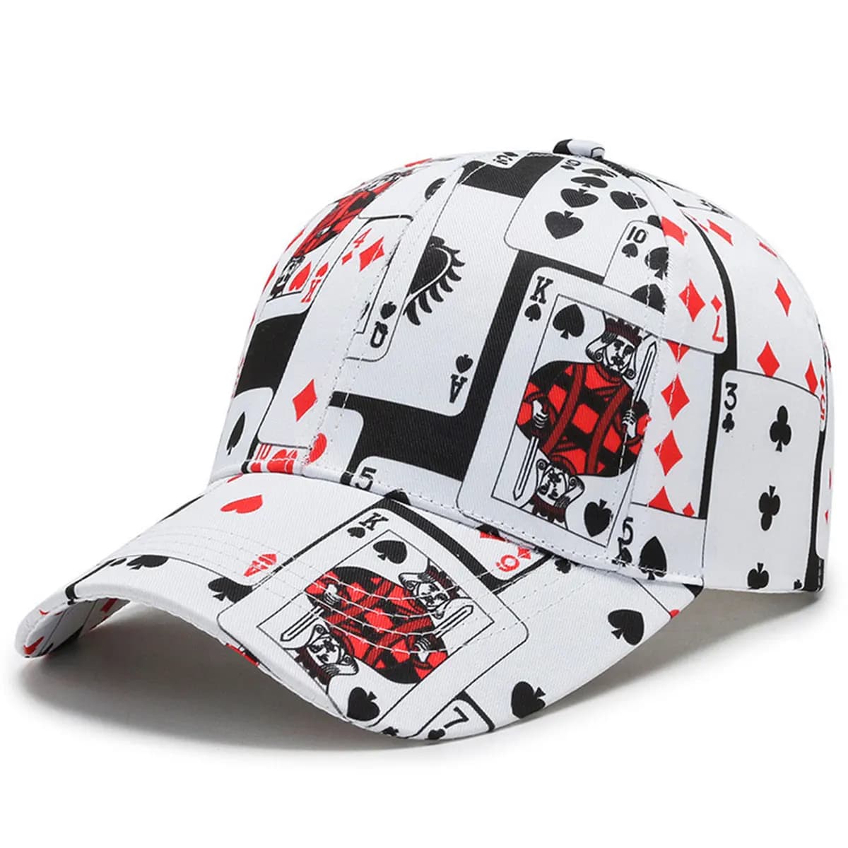 Unisex baseball cap with 1 piece poker print Adjustable solar protection for outdoor leisure hat Spring Autumn Travel Tourism Seaside Vacation