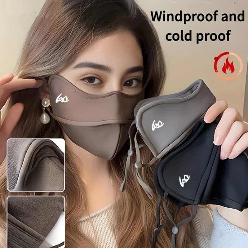 Maschera per il viso spessa e calda 3D Maschera per il viso da donna accogliente ed elegante - Antivento, Calore con passanti per le orecchie, Nylon, Lavabile a mano