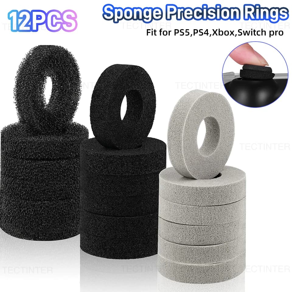 12 Anelli di Precisione per Joystick, Stick Analogico 3D per Controller Nintendo Switch 2/PS5/PS4, Anello in Spugna per Assistenza alla Mira