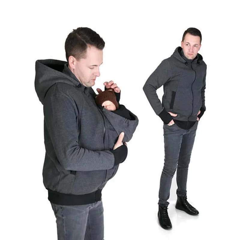 Giacca porta bebè con cappuccio Felpe con cappuccio Papà Felpa da uomo Capispalla Autunno Inverno Vestiti premaman Canguro Carry Felpa per bebè