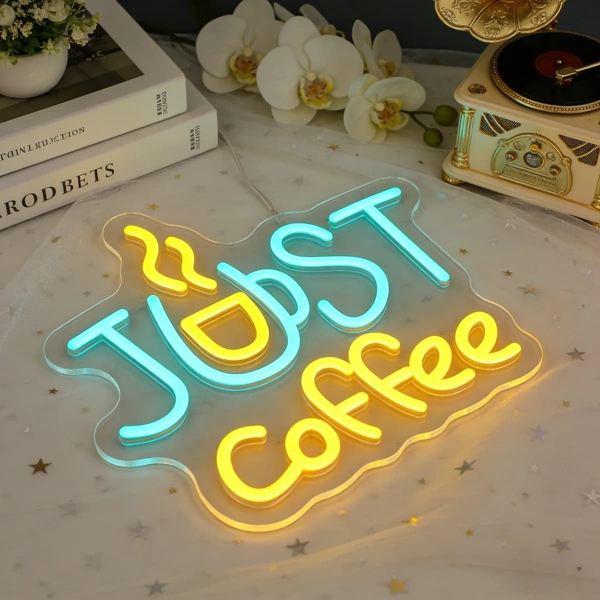 Insegna al Neon Retrò 'Just Coffee' in LED, Decorazione da Parete per Casa, Bar, Caffè, Ristorante, Camera da Letto, Illuminazione Vintage per un'Atmosfera Calda, Regalo Unico