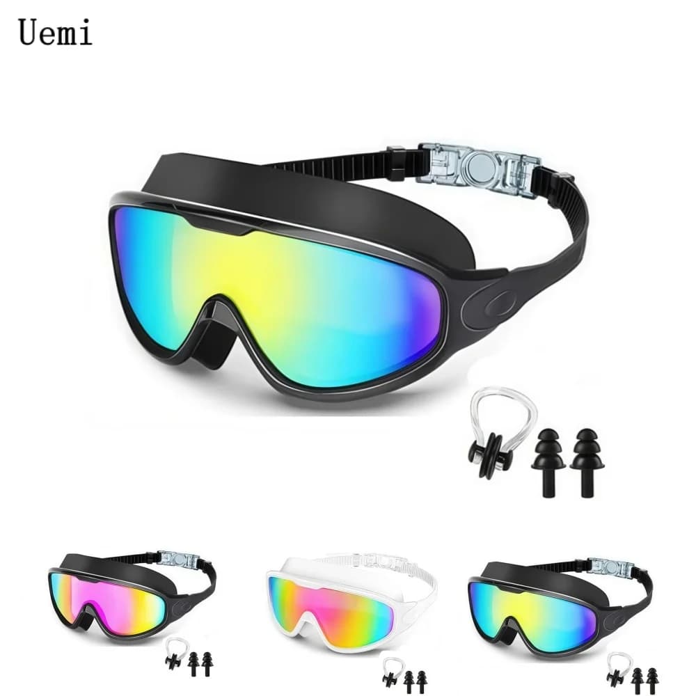Large Frame Swimming Goggles Adult High-Definition Anti Fog Electroplated For Women Men Silicone Anti Uv Goggles