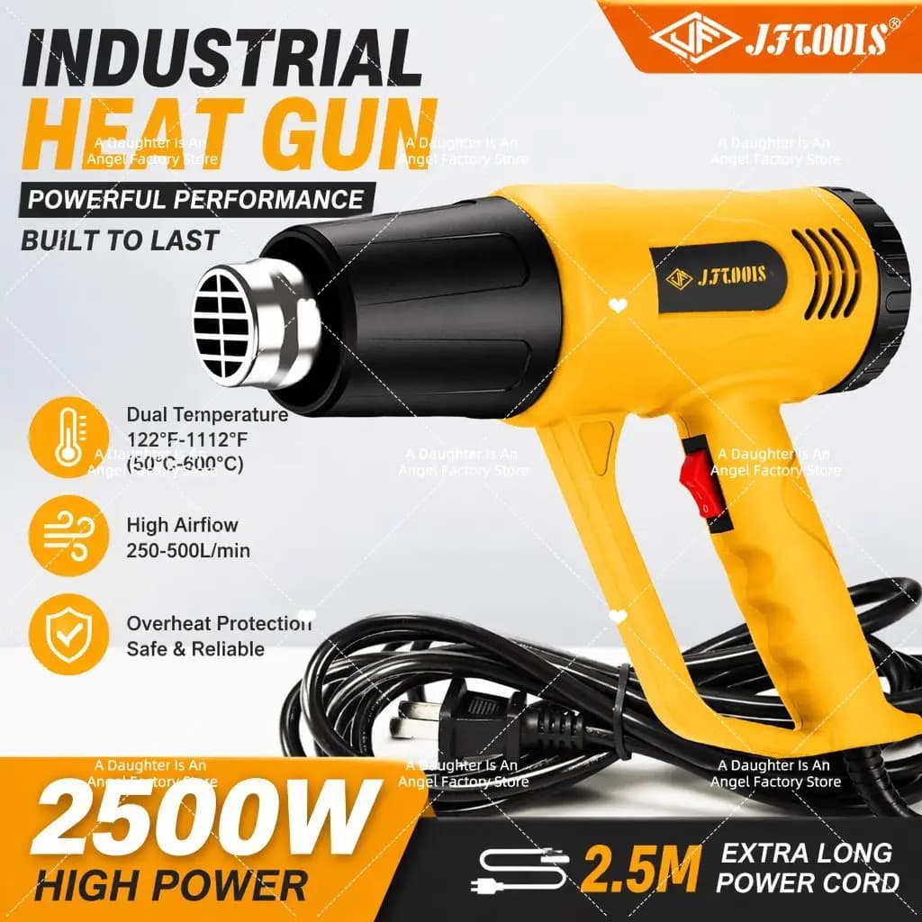 Industrial Grade 2.5 Meters Power Cord Hot Air Gun High Power Baking Hair Dryer Car Film Baking Gun