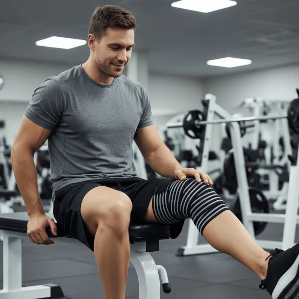 Fasce Elastiche per Ginocchia 180*8CM, Cinghie di Compressione, Bende per Ginocchia, Protezioni per Ginocchia, Supporti per Allenamento Sportivo e Squat