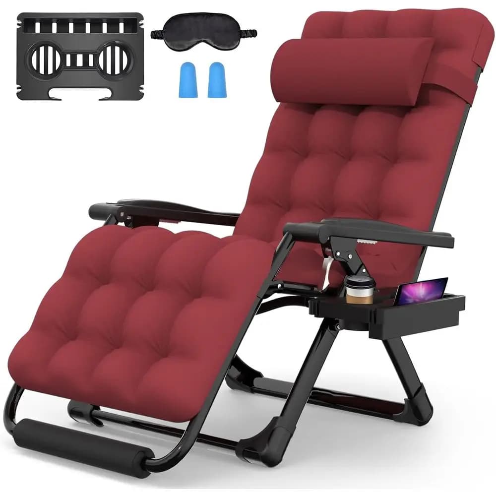 29 inch zero gravity XL chair with removable head cushion and headrest, reclining camping chair with improved block and footrest