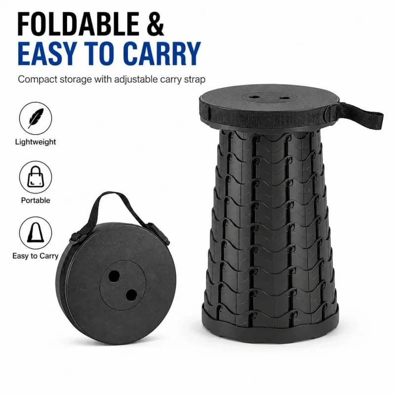 Collapsible Fishing Chair Heavy Duty Portable with Carry Bag for Camping Outdoor Comfort Support